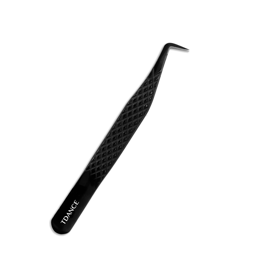 TB-05 Black Fiber Tweezers For Eyelash Extension TDANCE