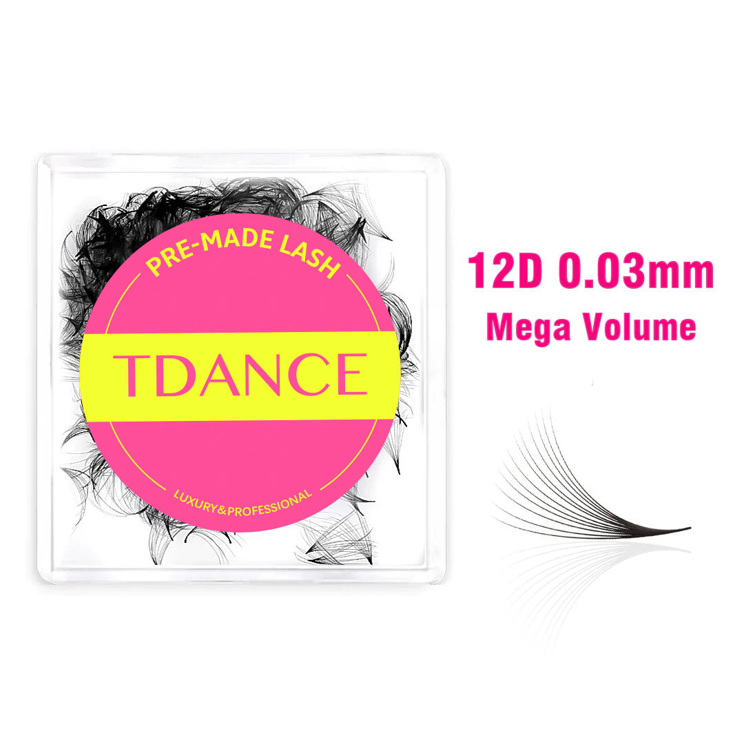 12D 0.03 Mega Volume Handmade Premade Volume Loose Fans Pointy Base(500 Fans)