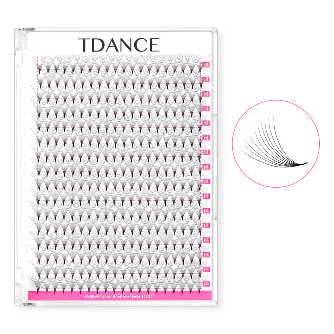 10D Premade Volume Fans Eyelash Extensions 320 Fans 16 Rows (Pointy Base) - TDANCE
