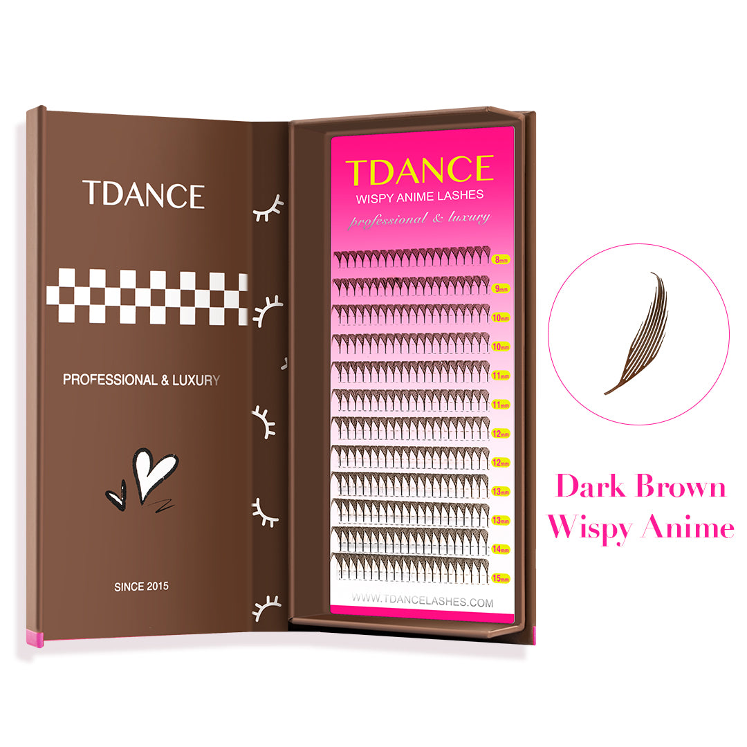 TDANCE 12 Rows 0.07MM Dark Brown Wispy Anime Lashes