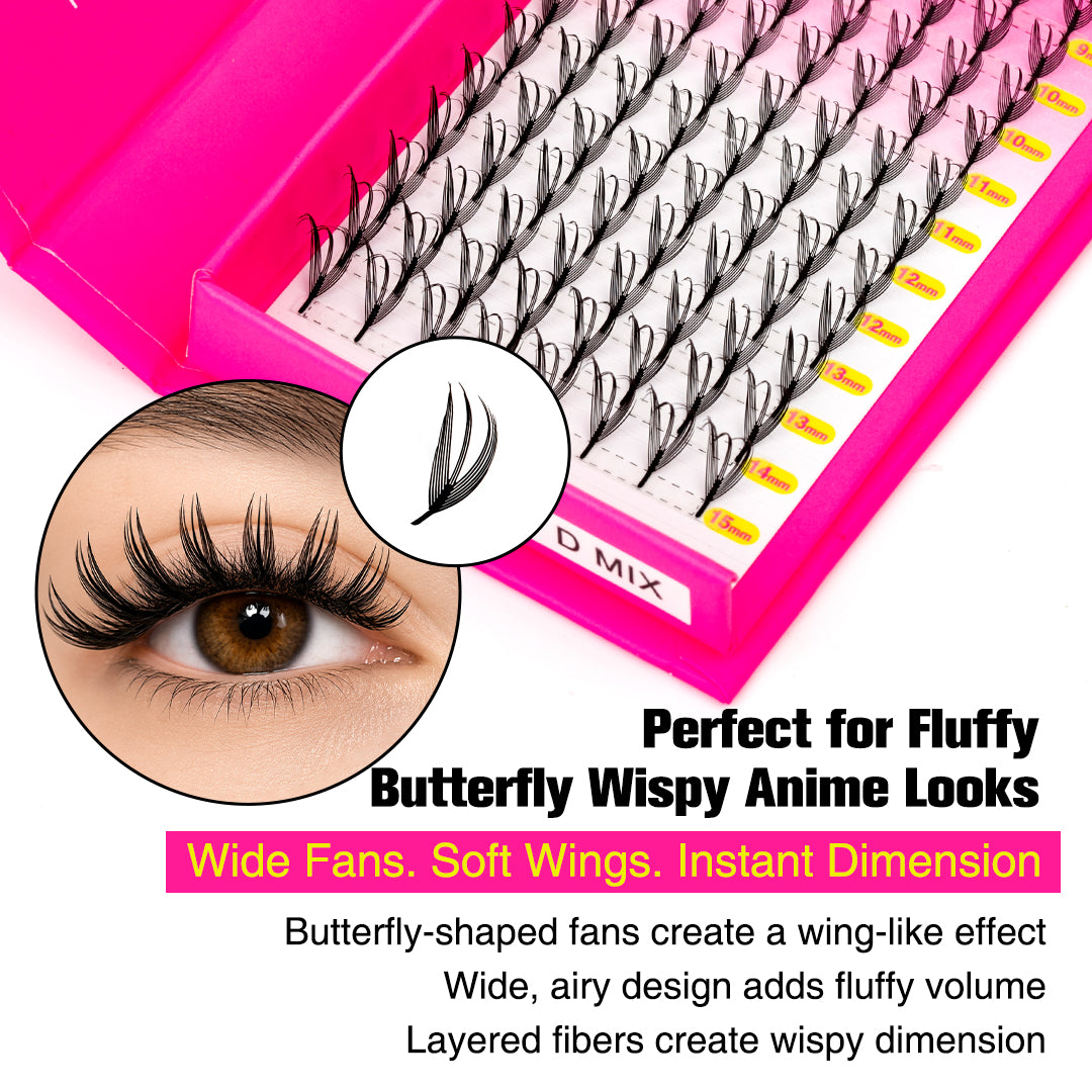 12 Rows 0.07MM Solid Spike Wispy Anime Lashes