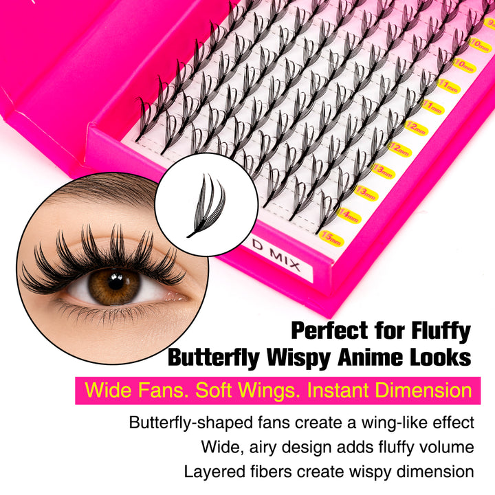 12 Rows 0.07MM Solid Spike Wispy Anime Lashes