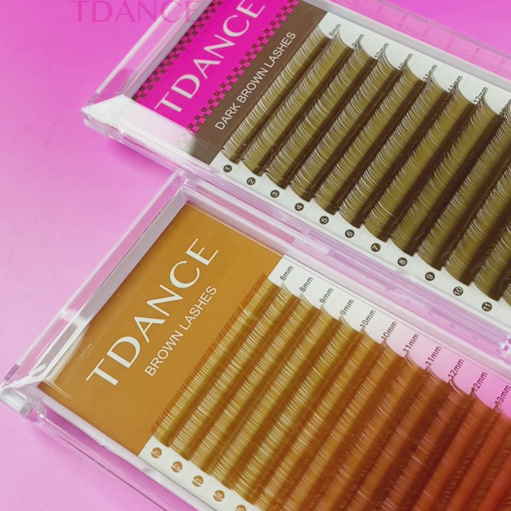 16 Rows Premium Brown Colored Volume Lashes